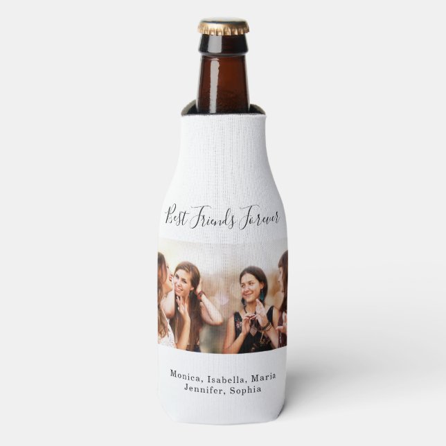 Friends forever BFF photo party white Bottle Cooler (Bottle Front)