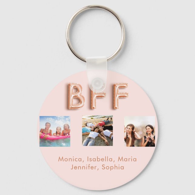 Friends forever BFF photo rose gold names Key Ring (Front)