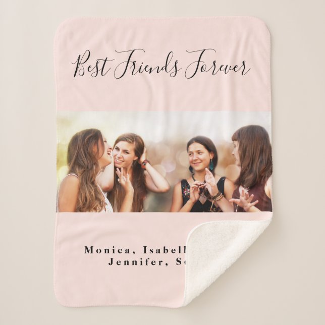 Friends forever BFF rose gold blush photo Sherpa Blanket (Front)