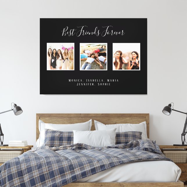 Friends forever black photo names canvas print (Insitu(Bedroom))