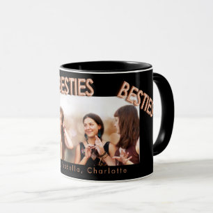 Friends forever black rose gold besties photo mug