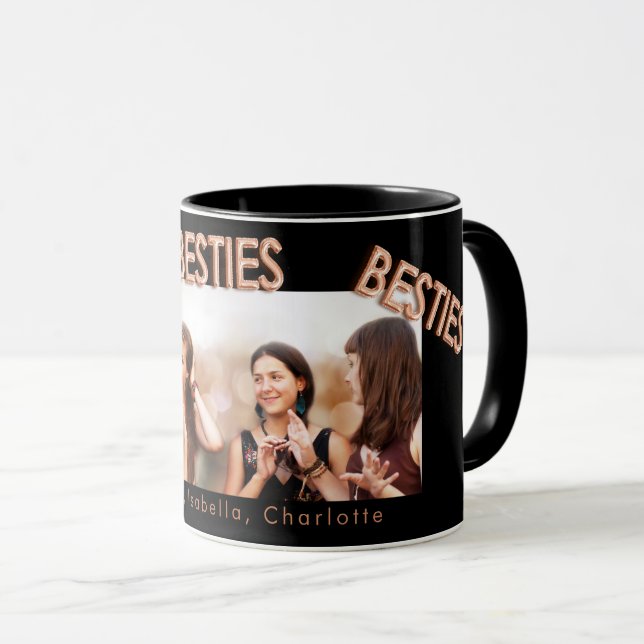 Friends forever black rose gold besties photo mug (Front Right)