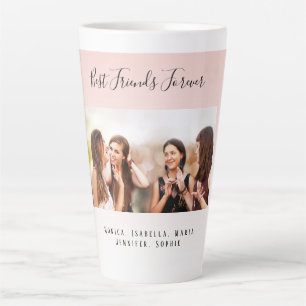 Friends forever blush pink photo latte mug
