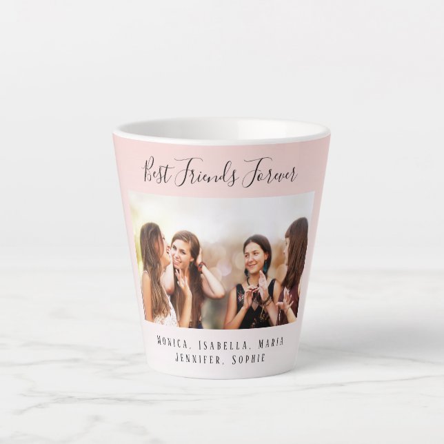 Friends forever blush rose gold photo latte mug (Front)