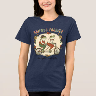 Friends Forever Frog Bicycle T-Shirt – Vintage Whi Tri-Blend Shirt