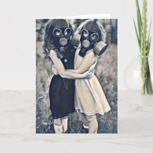 FRIENDS FOREVER GAS MASK BESTIES GREETING CARD