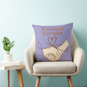 Friends Forever Heartline Art Throw Pillow