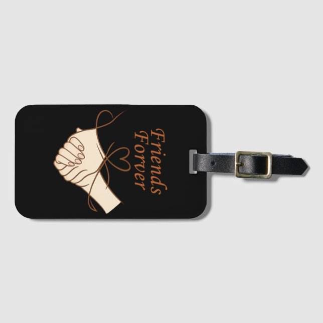 Friends Forever Heartline Art Travel Luggage Tag (Front Horizontal)
