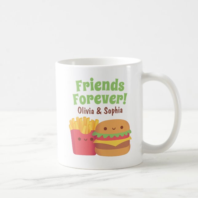 Friends Forever, Kawaii Fries and Burger Coffee Mug (Right)