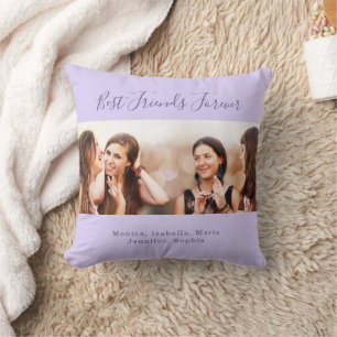 Friends forever lavender photo names cushion