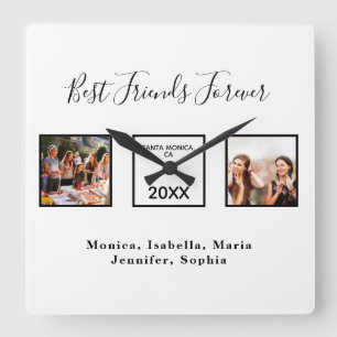 Friends forever names white photo square wall clock