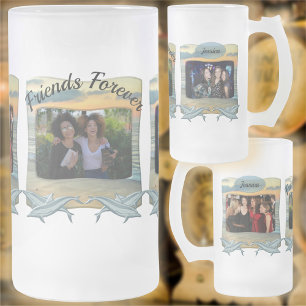 Friends Forever Ocean Sunset 0735 Frosted Glass Beer Mug