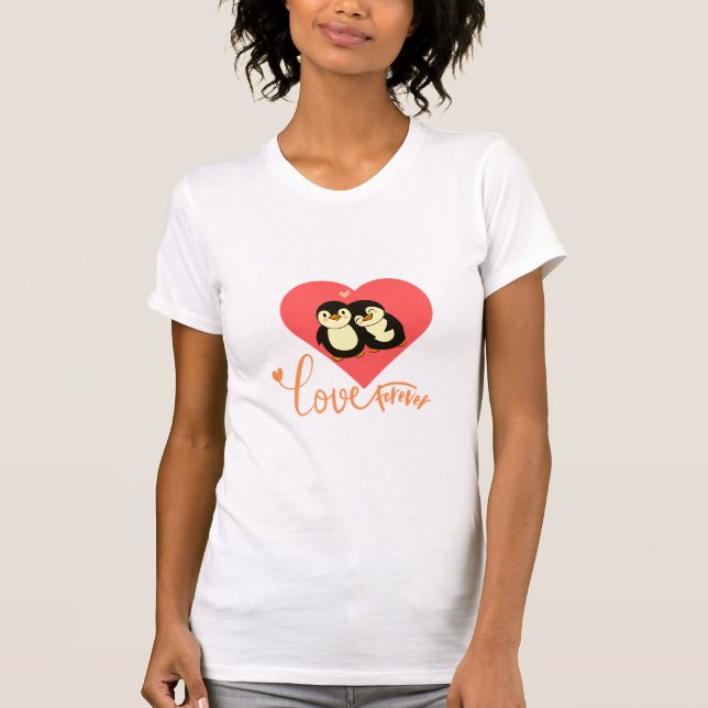Friends Forever Penguin | Cute Typography Design T-Shirt (Front)