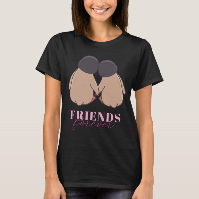 Friends Forever Penguin Womens T Shirt - Dark (Front)