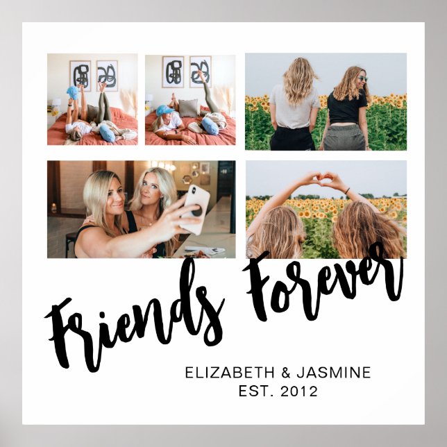 Friends Forever Photo Collage Gift for BFF Custom Poster (Front)