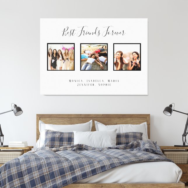 Friends forever photo names white chic canvas print (Insitu(Bedroom))