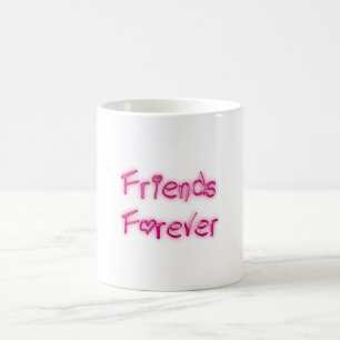 Friends Forever Pink Hearts Typography Friendship Coffee Mug