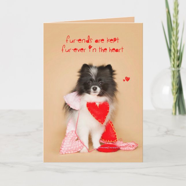 Friends Forever Pomeranian Puppy Valentine Holiday Card (Front)