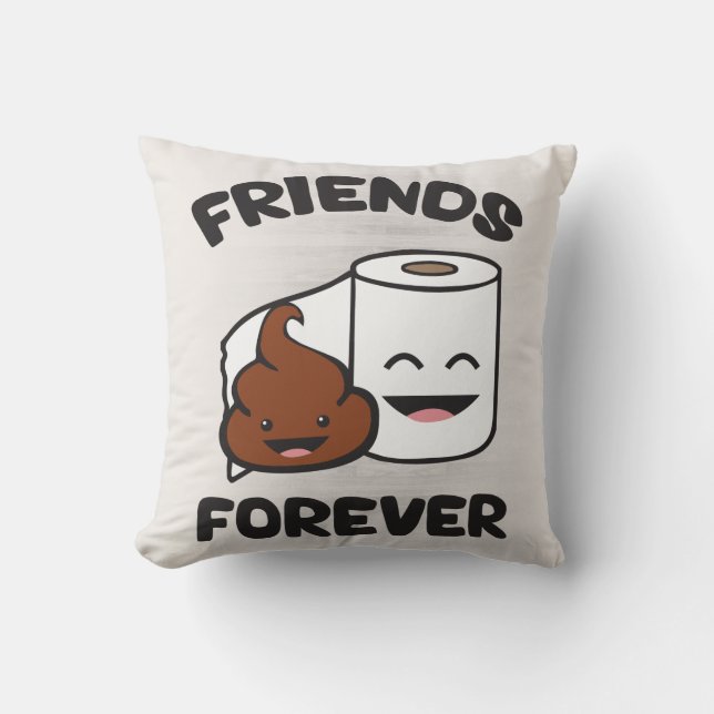 Friends Forever - Poop and Toilet Paper Roll Cushion (Front)