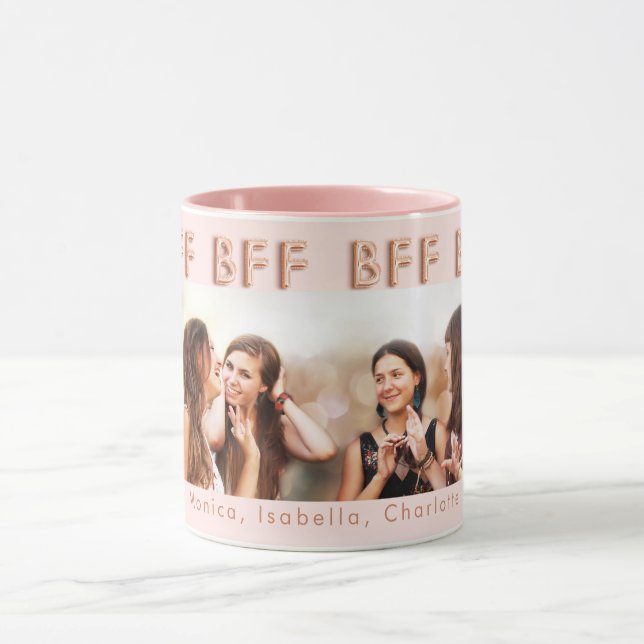 Friends forever rose gold blush photo BFF Mug (Center)