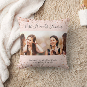 Friends forever rose gold blush photo cushion