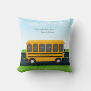 Friends Forever School Bus with 12 Student Photos Cushion