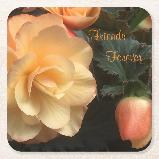 Friends Forever Square Paper Coaster (Front)