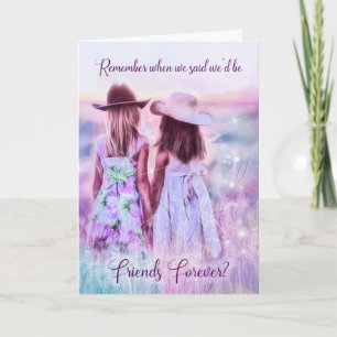 Friends Forever Two Little Cowgirls in Lavender Card