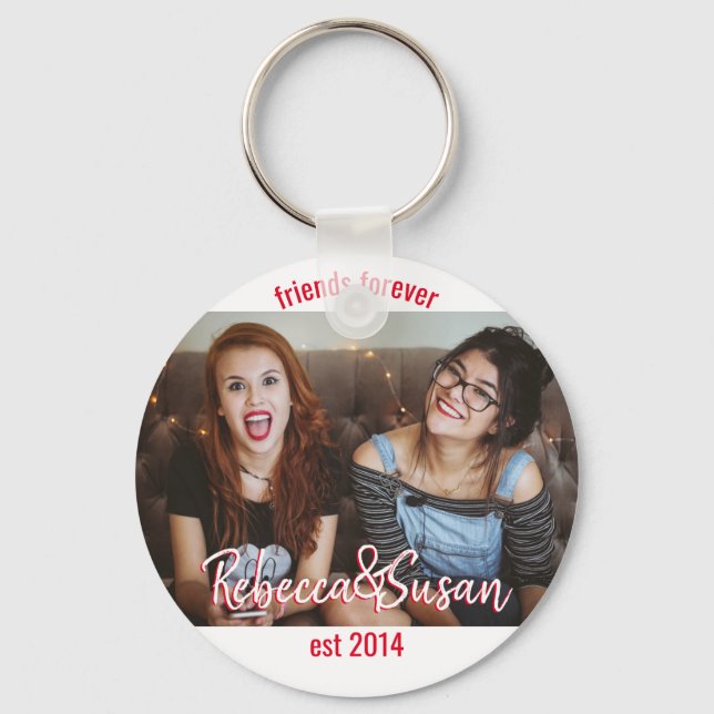 Friends forever | upload photo add names and date key ring (Front)