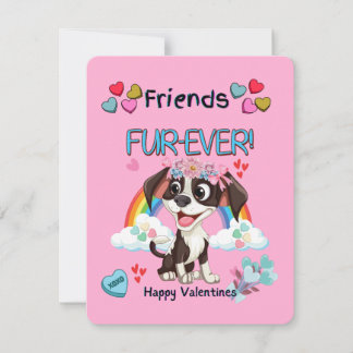 Friends Fur-Ever Cute Puppy Classroom Valentines Card