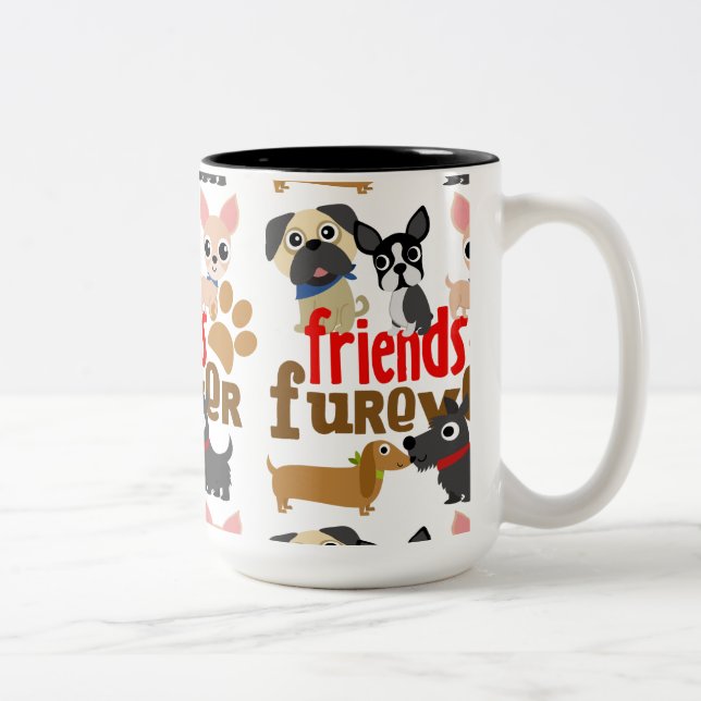 Friends Furever Dogs Puppies Two-Tone Coffee Mug (Right)