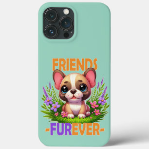 Friends Furever pun. Cute French Bulldog puppy dog iPhone 13 Pro Max Case