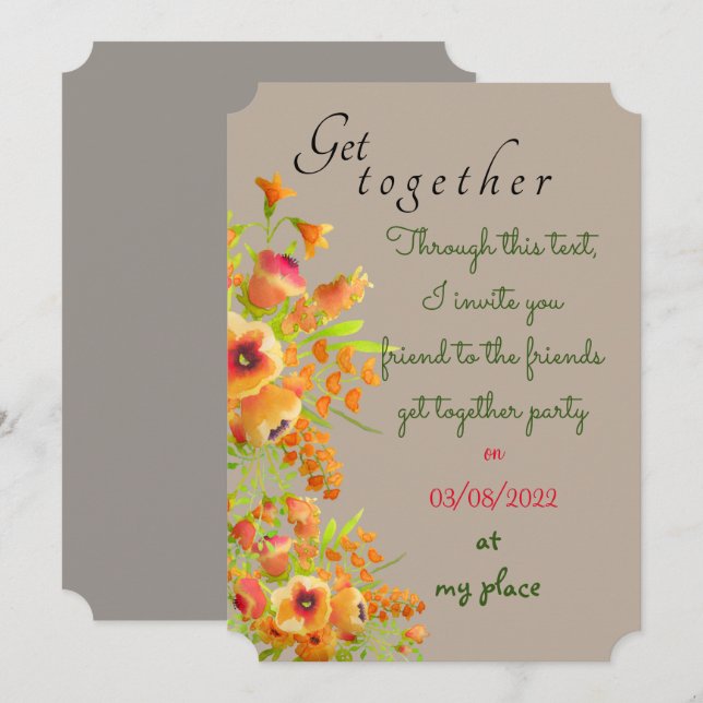 Friends get together  invitation (Front/Back)