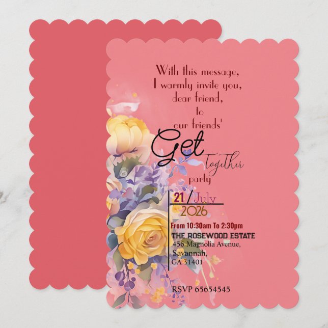 Friends get together  invitation (Front/Back)
