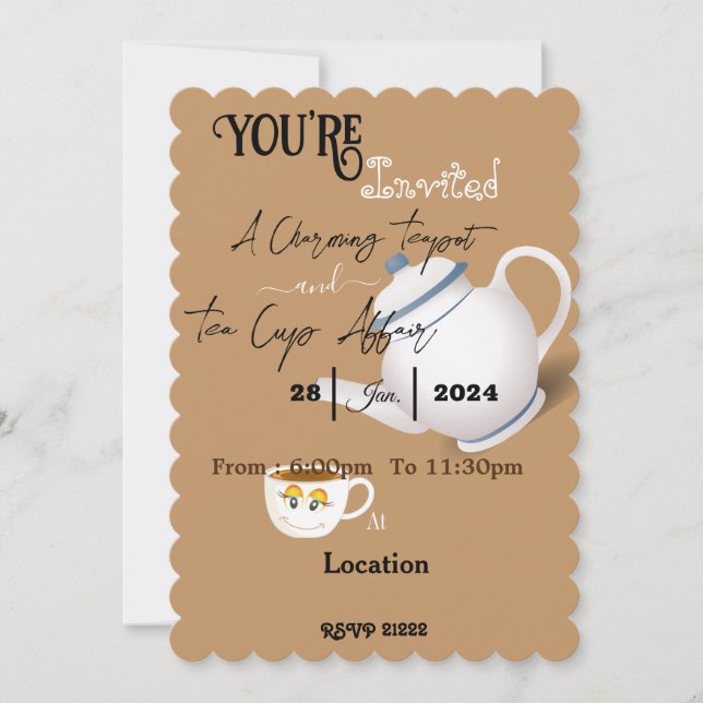Friends getting together tea party invitation (Front)