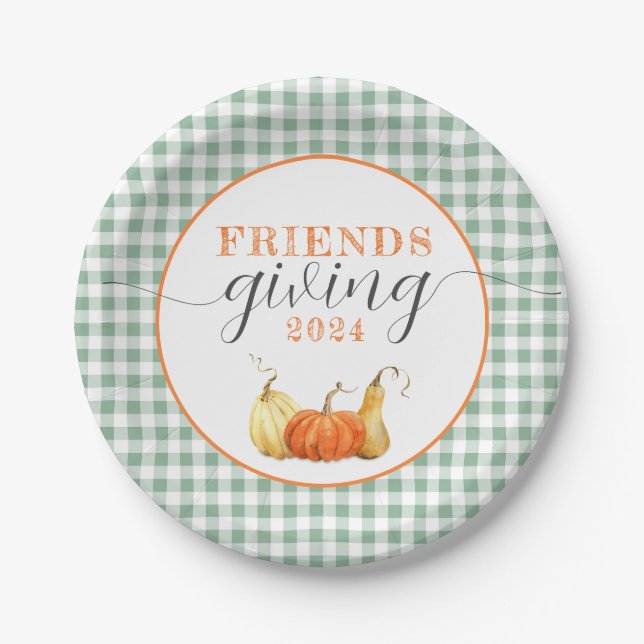 Friends Giving Party Decor, Thanksgiving Dinner Paper Plate (Front)
