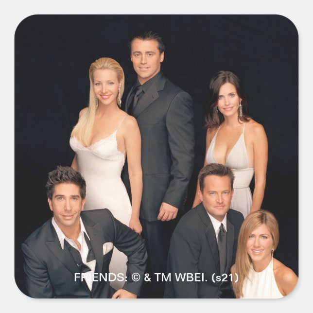 FRIENDS™ | Group in Black and White Formal Wear Square Sticker (Front)
