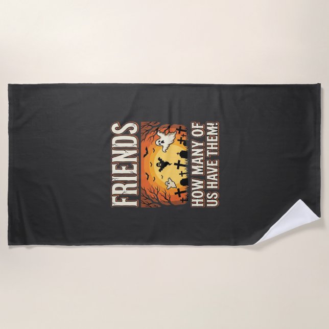 Friends Halloween Ghost Graveyard Design_1 Beach Towel (Front)