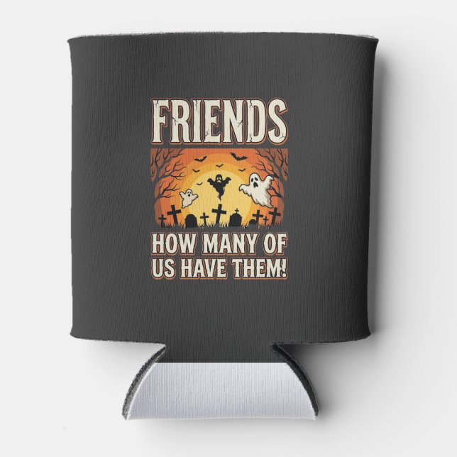 Friends Halloween Ghost Graveyard Design_1 Can Cooler (Front)