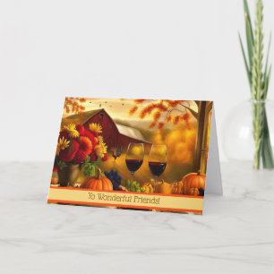 Friends Happy Thanksgiving Day with Cute Barn  Holiday Card