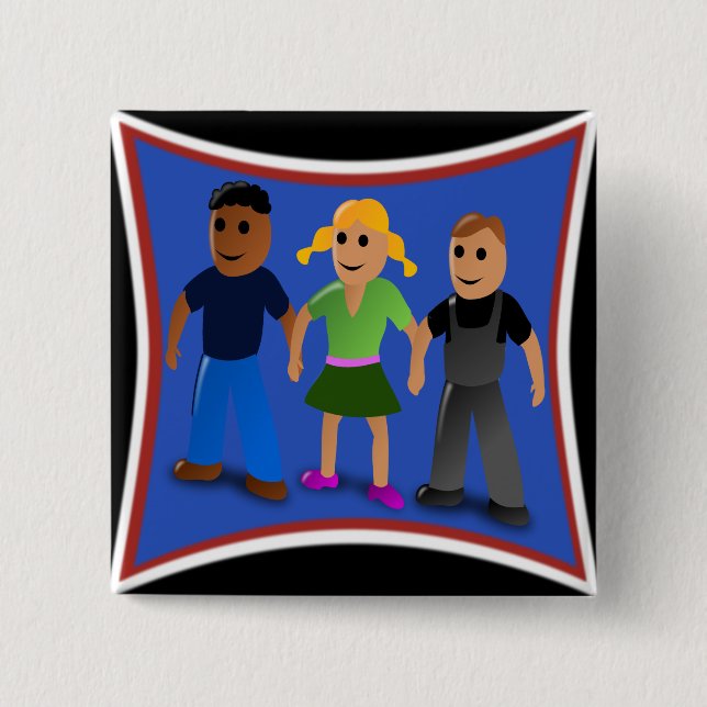 Friends Holding Hands - 15 Cm Square Badge (Front)