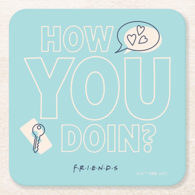 FRIENDS™ | How You Doin? Square Paper Coaster (Front)