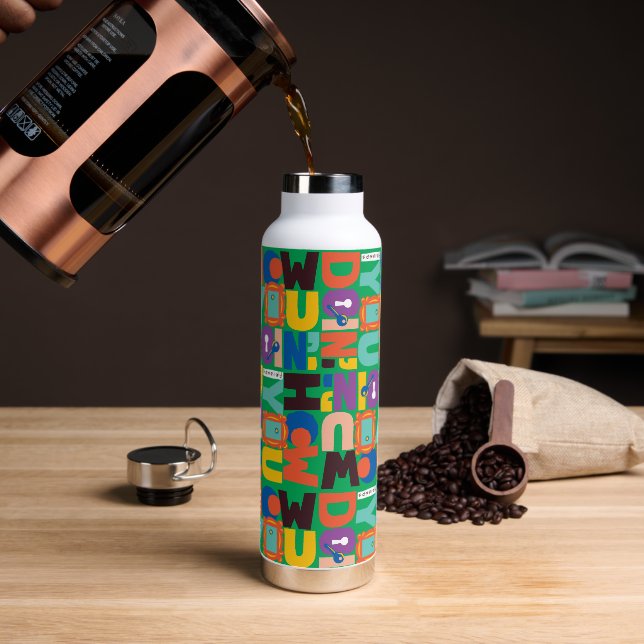 FRIENDS™ | How You Doin' Vibrant Pattern Water Bottle (Coffee)