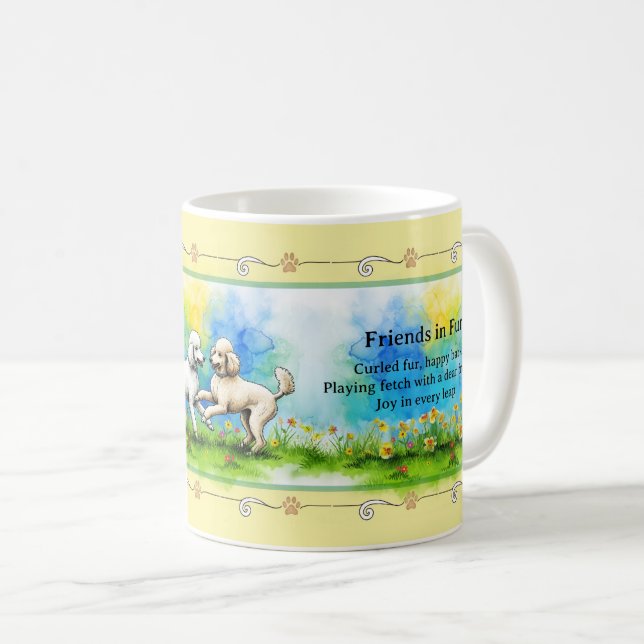 Friends in Fur Haiku Poodle Mug (Front Right)