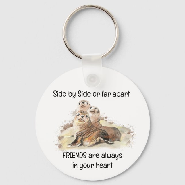 Friends in your Heart Quote Racoon Animal Humour Key Ring (Front)