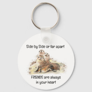 Friends in your Heart Quote Seals Animal Humor Key Ring