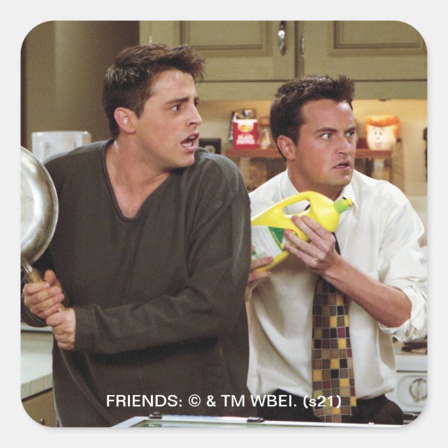 FRIENDS™ | Joey & Chandler Scared Square Sticker (Front)