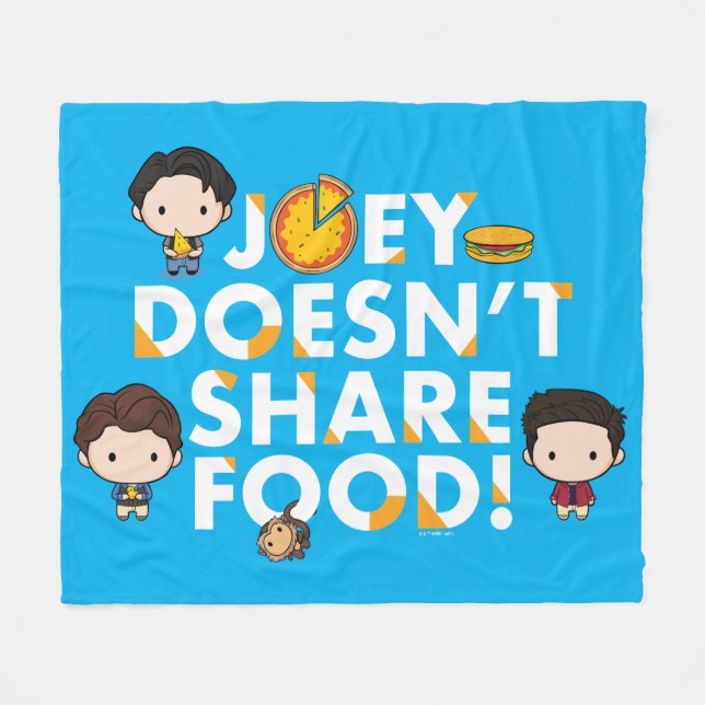 FRIENDS™ | Joey Doesn't Share Food Chibi Fleece Blanket (Front (Horizontal))
