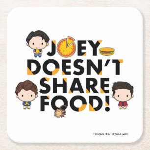 FRIENDS™   Joey Doesn't Share Food Chibi Square Paper Coaster
