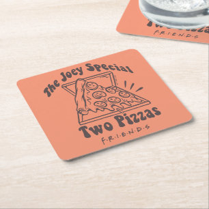 FRIENDS™   Joey Pizza Quote Square Paper Coaster